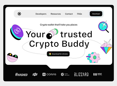 Crypto Wallet Landing page (HERO) branding crypto daap defi design graphic design illustration logo ui web design web3