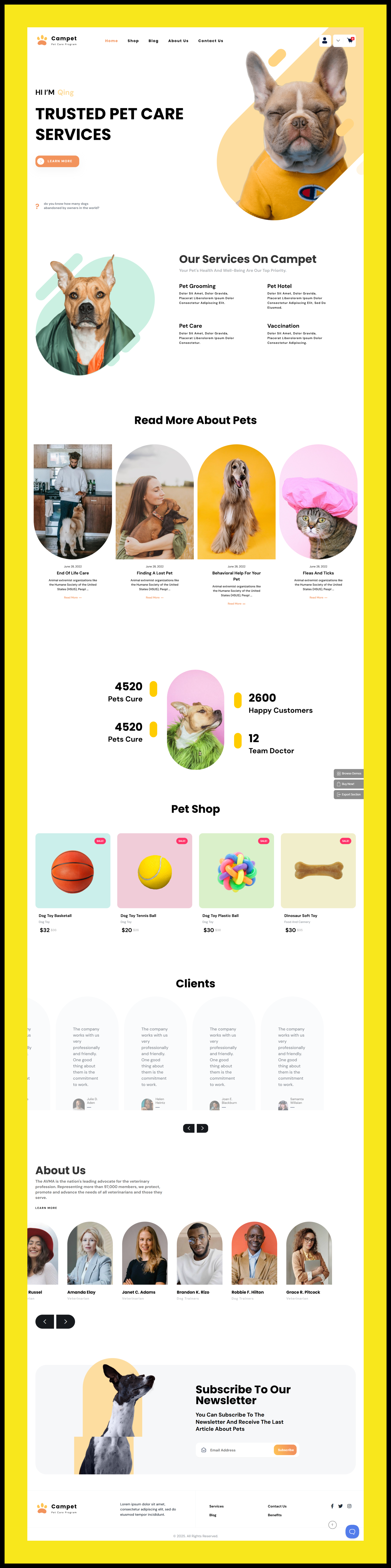 Pet Care & Accessories Store – E-commerce Website graphic design online pet shop pet grooming pet store ui