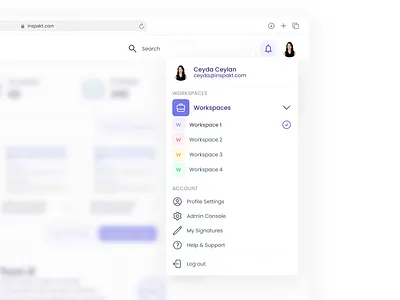 Inspakt | Profile Dropdown ✷ dashboard dropdown profil ui ui user interface ux web design