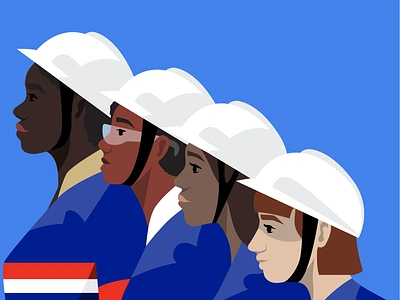 Anglo American Mines branding character design diverse empowerment folks gender graphic design illustration people presentation spot uxui vector webdesign women workers