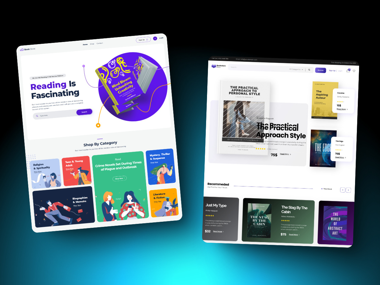 Online Bookstore – E-commerce Website book shopping digital library e commerce books graphic design motion graphics online bookstore ui