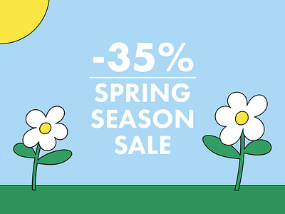 Spring Sales Campaign Graphic ad adobe banner campaign design flower graphic grass illustration kling nature sale sales sky sun web