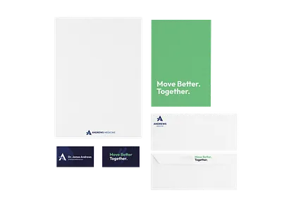 Andrews Medicine Business Suite branding design identity branding sports medicine stationary