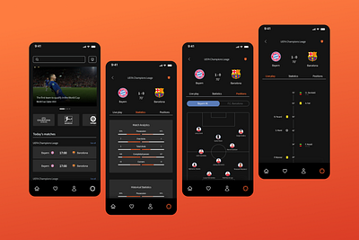 Midfield | Football App app design football score soccer ui ux