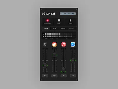 Vocalizer Widget. Adjust App Sound. clean concept dashboard design dictaphone enterprise interface modern music product design recording saas sound ui ux volume web web app web design widget
