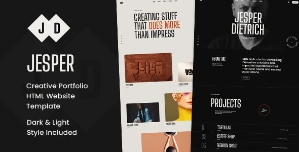 Jesper - Creative Portfolio Showcase HTML Website Template css3 design html5 illustration portfolio responsive template themetorium ui website