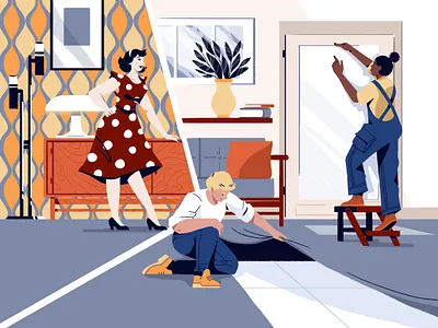 House & Homes - Remodeling article branding character design editorial financial home house illo illustration illustrator piece remodeling times