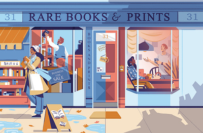 House&Home Editorial _ Bookshop books branding character cute design drawing editorial graphic graphic design illo illustration illustrator logo lovely magazine spot vector