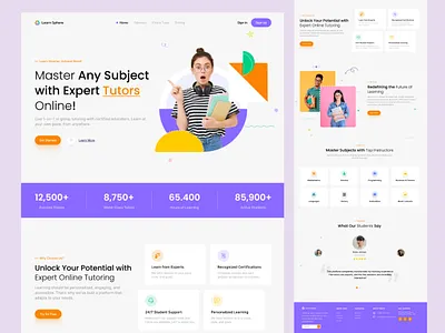 Online Tutoring Platform Website UI/UX Design e learning website e tutor website education website figma design figma website kids education kids education website online tutor online tutoring platform school website design ui designer website designer website mockup website template design website ui ux design