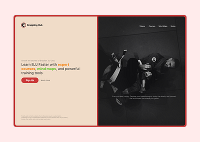Grappling Hub - BJJ - Landing Page bjj branding clean design creative design design inspiration graphic design inspiration interface design jiu jitsu landing page logo martial arts minimalistic ui user experience ux web design