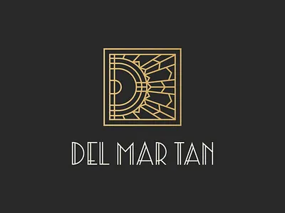 Del Mar Tan | Brand Symbol & Logo Mark black boutique brand branding california charcoal gold graphic design illustration logo logo design monogram socal spray tan sun sunshine symbol typography white