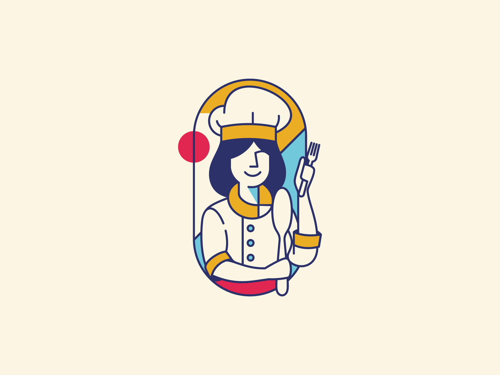 Chef Girl ardimast branding chef cubism design girl illustration kitchen logo outline pop art restaurant smile vector