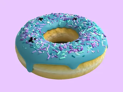 3D Render: Food Art Design 3d 3d art 3d art work 3d design 3d donut 3d food 3d model 3d render abstract art blue colorful colorful sprinkles creative digital dessert donut food art food design glazed donut purple palette yummy