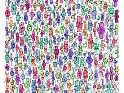 Watches. color colour digital art doodle illustration time watches watcheswasinlove