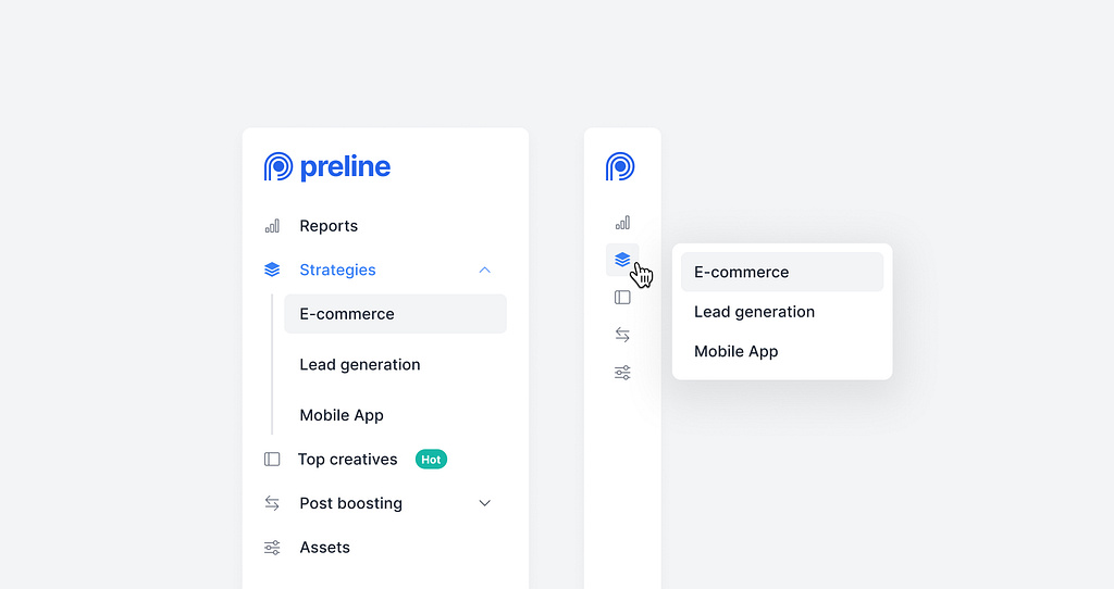 Sidebar Navigations - Preline UI by Zafar for htmlstream on Dribbble