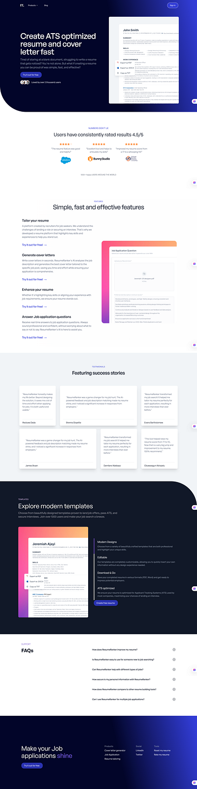 Resume Ranker website ui website