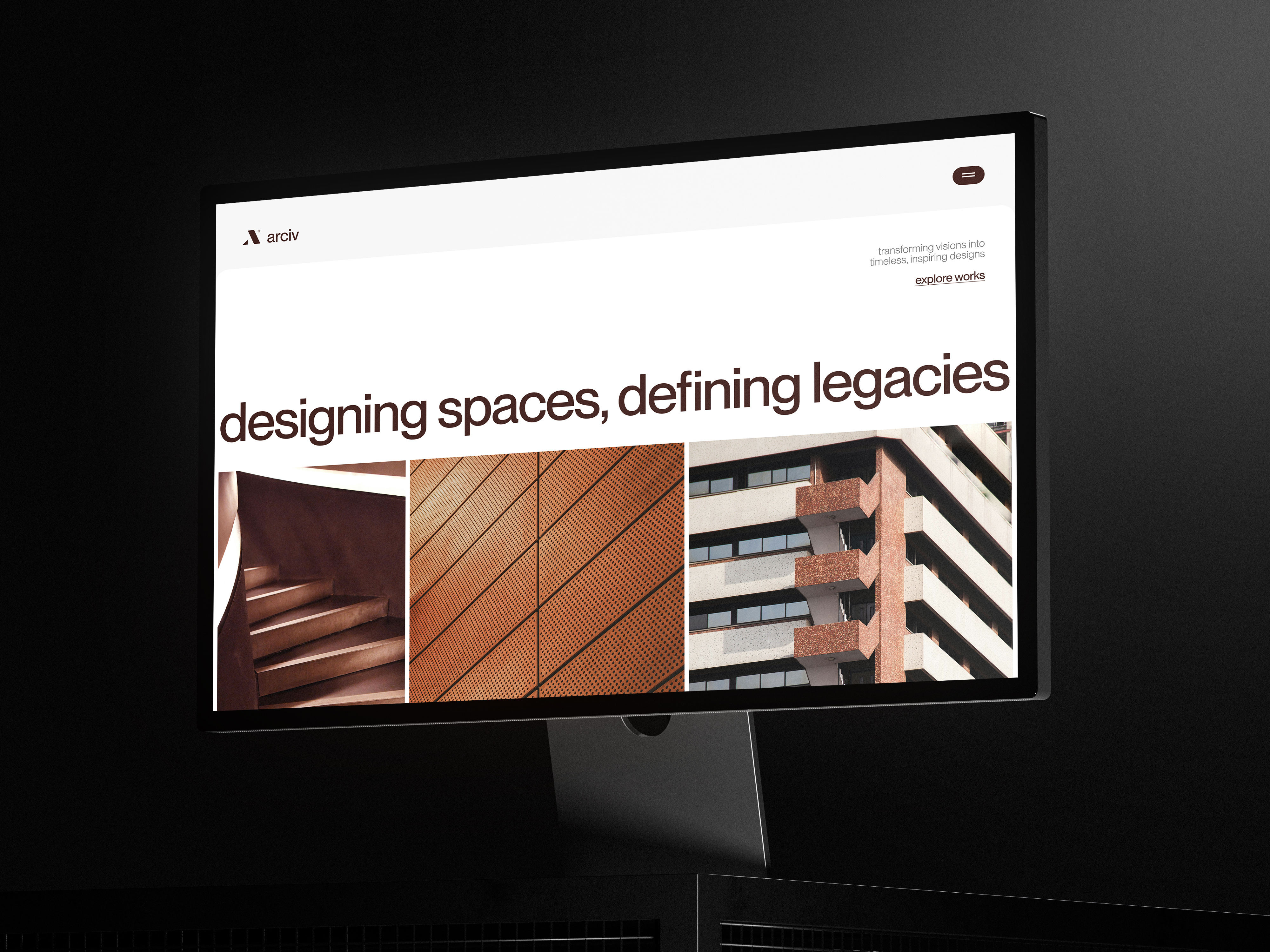 aricv - Modern Architectural Website Header UI 3d animation arch ui architecture branding branding design graphic design landing page motion graphics product design product designer real estate ui ui ui design ui designer uiux ux design webdesign website website design