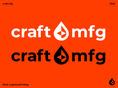 craft mfg logo bold logo branding craft diamond droplet graphic design icon iconography identity ink logistics logo mfg minimal printing symbol typography water