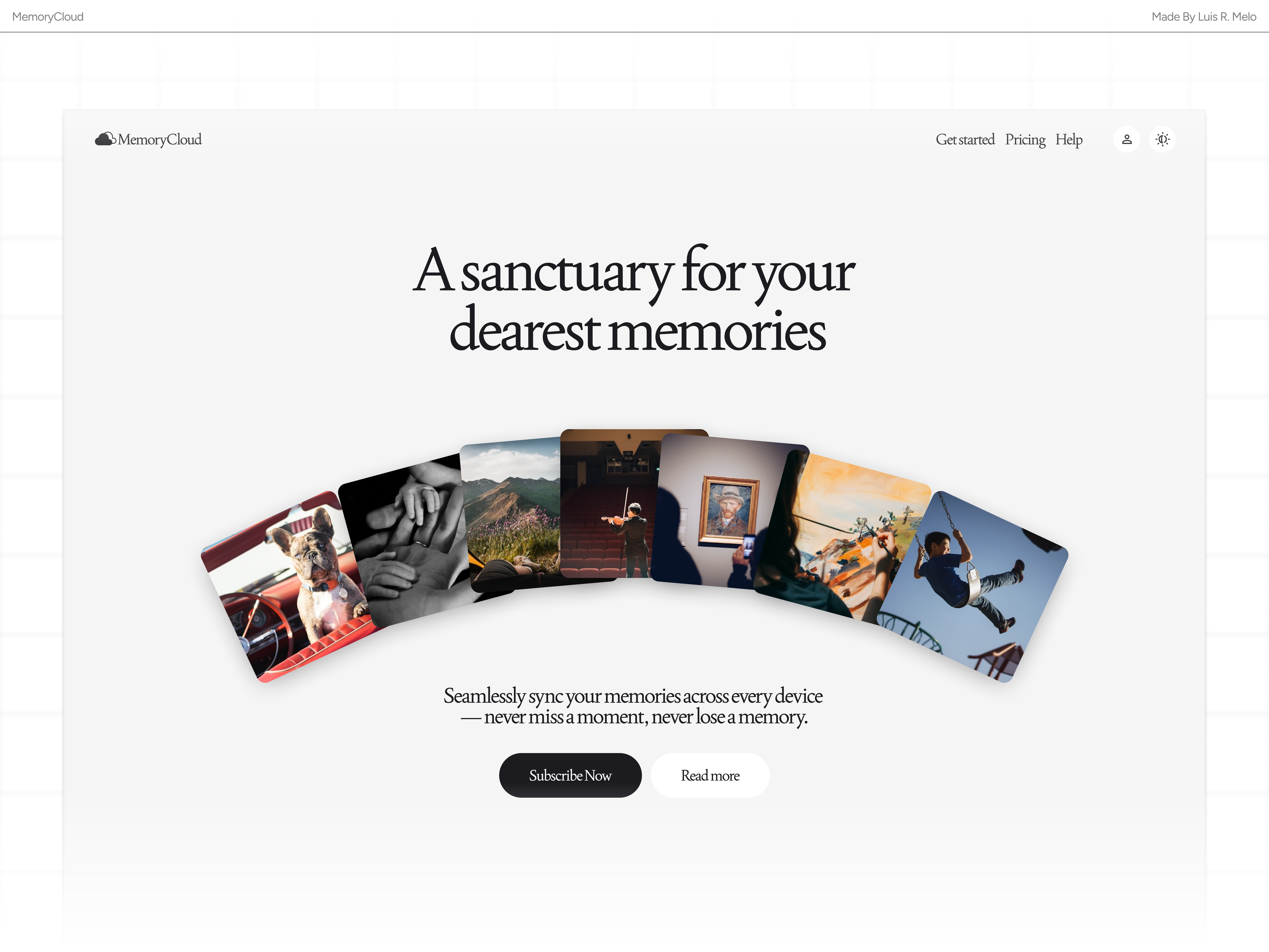 Memory Cloud clean cloud concept design flat gallery hero idea memories minimal photos saas sketch ui