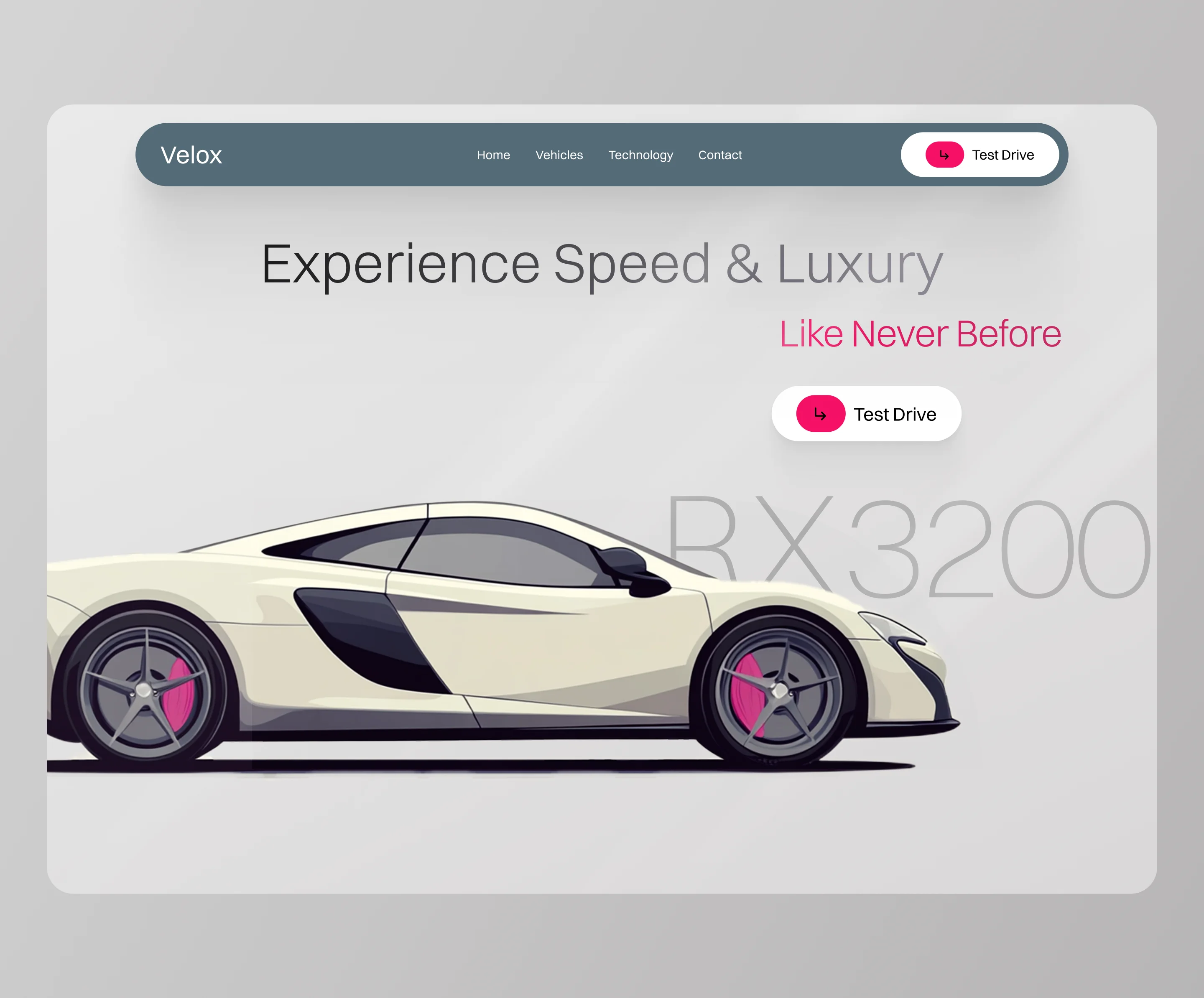 Velox - Luxury Car Landing Page branding car clean design drive hero illustration luxury sleek ui ux