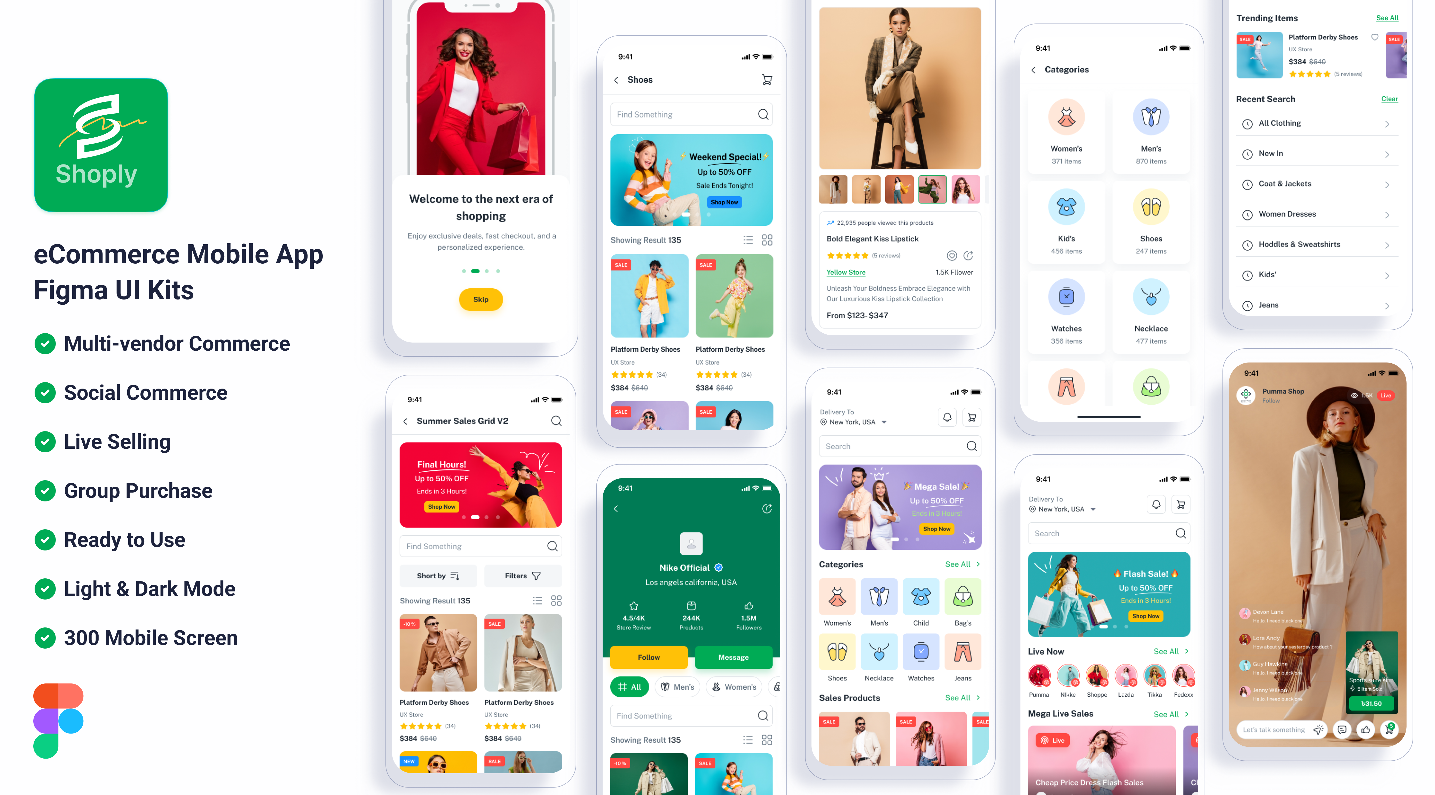 Shoply – eCommerce Mobile App Figma UI Kits buy card ecommerce app fashon app figma free freebies live shopping megastore app mobile app multivendor mobile app retail app sell shop shop app store app ui uikits