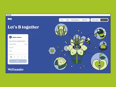 WeTransfer Report 2024 2d bee blue branding figures flat flat design flowers icon iconography illus illustration infographic line sustainability vector wetransfer