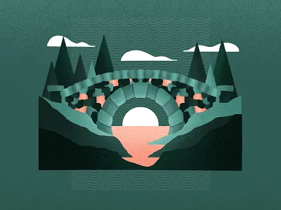 Stone Bridge arch archway bridge bridges design drawing environment explore illustration landscape nature peaceful procreate scenes senery series stone texture tree trees