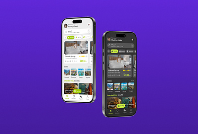 Hotel Booking App app booking bookingapp dark mode green hotel ui