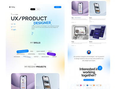 🚀 UX/UI Portfolio Website – Hailey's Personal Brand branding figma homepage design landing page website personal website porduct designer portfolio portfolio design portfolio sample product design projects ui design uiux website design