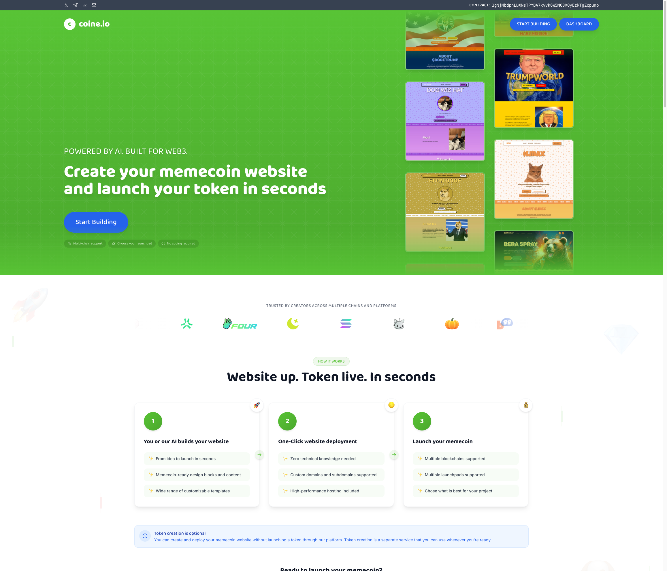 Free website builder for memecoins by Sato on Dribbble