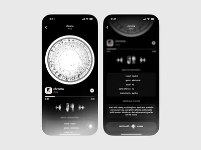 AI Music Player ai app clean generate minimal mobile music player podcast sound streaming
