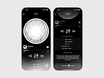 AI Music Player ai app clean generate minimal mobile music player podcast sound streaming