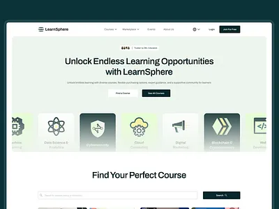 LearnSphere LMS Landing Page course design education landingpage learning lms ui ux