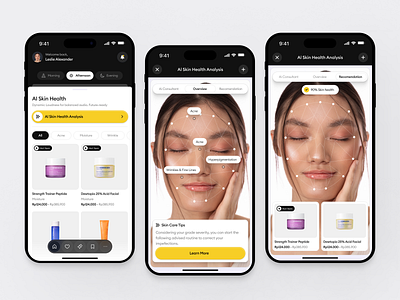 Skiny - AI Skincare Mobile App ai analytics app assistant beauty cosmetic design face health healthcare minimalist mobile mobile app mobile design skin skincare ui ux