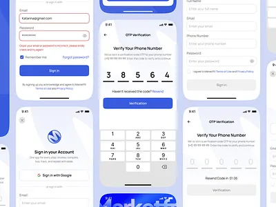 Marketfit - E-Commerce Mobile App UI Kit | OTP 📱 app auth design ecommerce marketplace otp popular product design professional trending ui ui design uidesign uiux uix ux ux design uxdesign