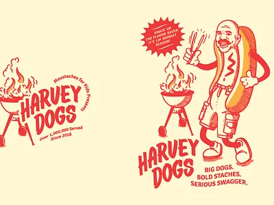 Harvey Dogs illustration. vintage mustache shirt