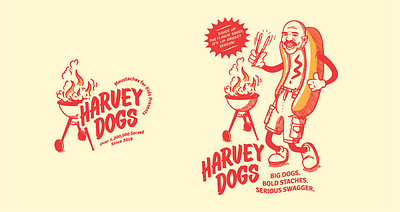 Harvey Dogs illustration. vintage mustache shirt