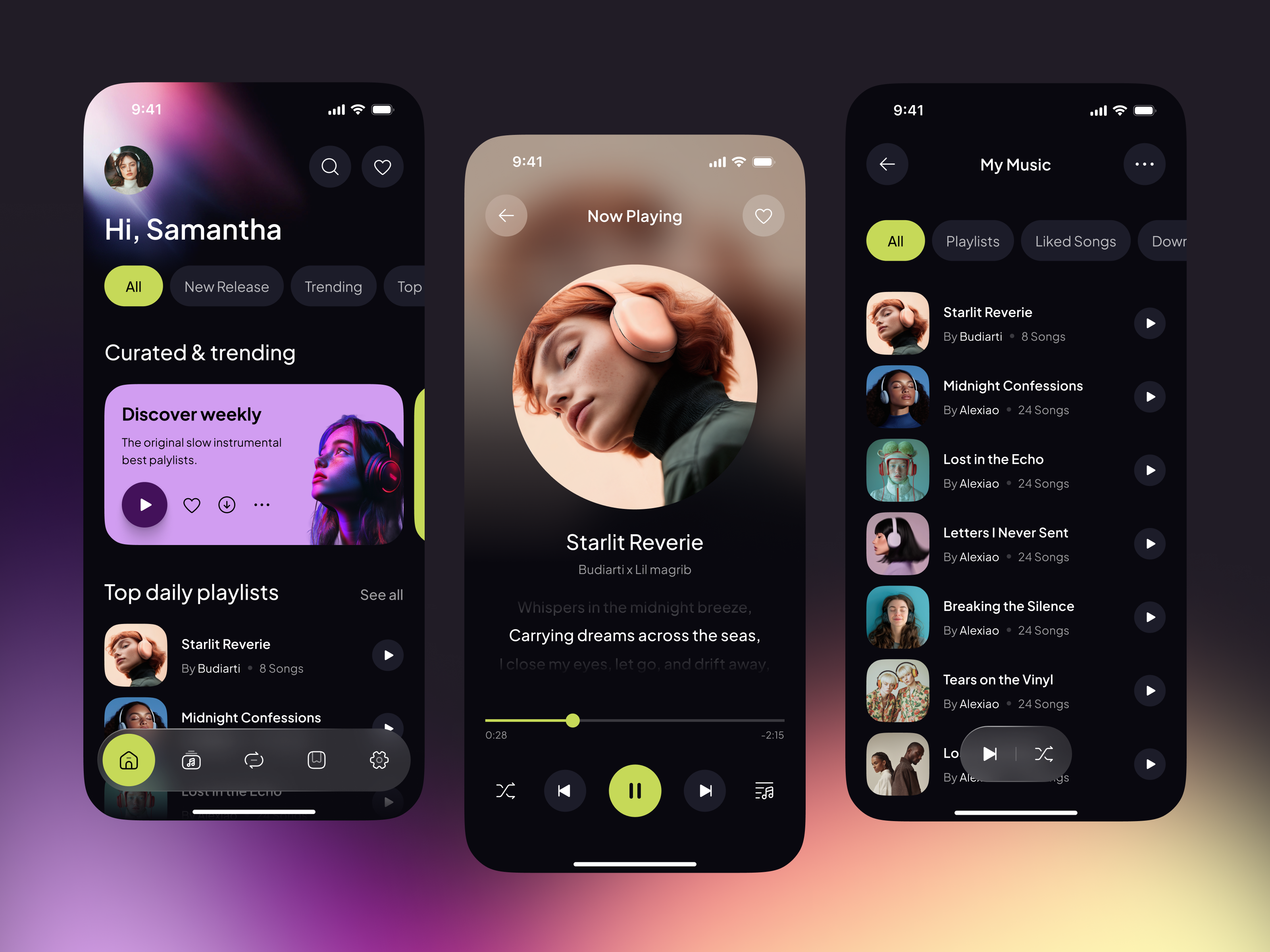 Example of Music Player UI – Dark Mode Aesthetic