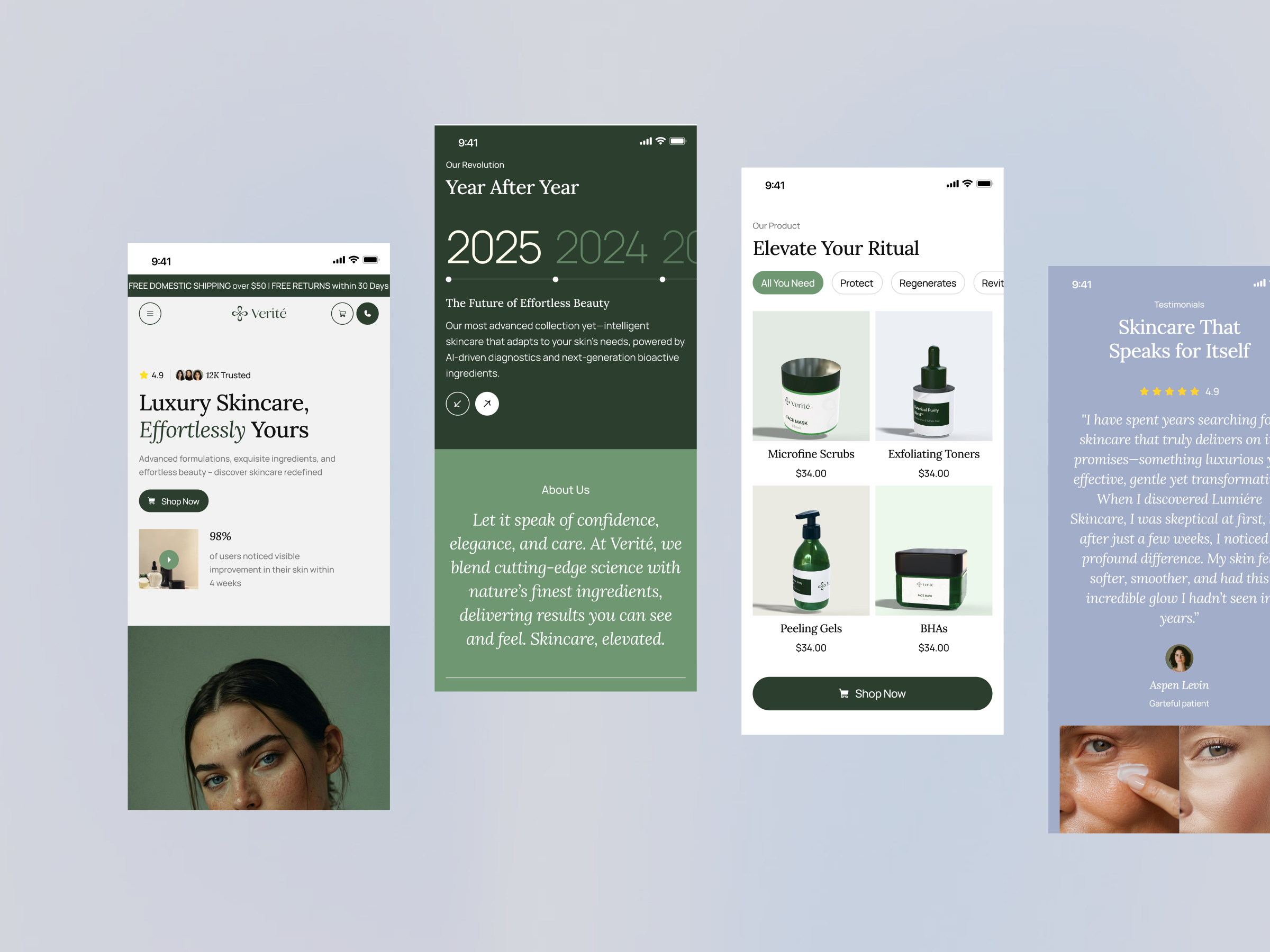Verite - Fully Responsive Web Experience beauty clean landing page landing page website luxury minimalist mobile nature premium responsive skincare web website