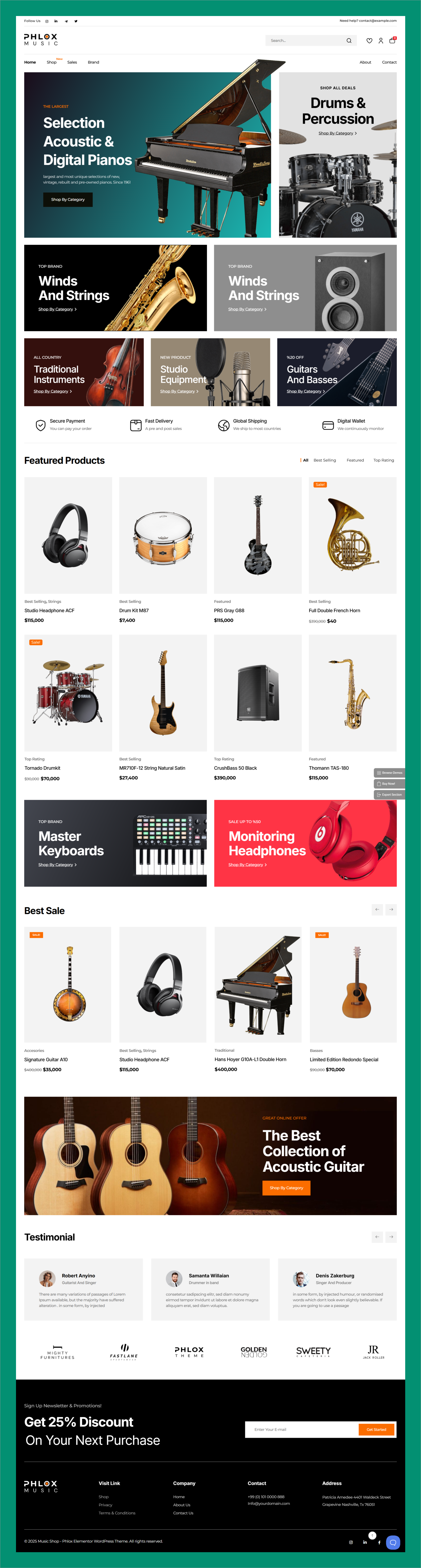 Music Store – E-commerce Website guitar store instrument shop music e commerce online music store professional audio ui