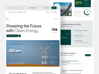 Wind Turbine Manufacturing Website business clean design energy figma graphic design homepage industry landing page manufacture modern professional solar technology ui uiux user interface web design website wind turbine