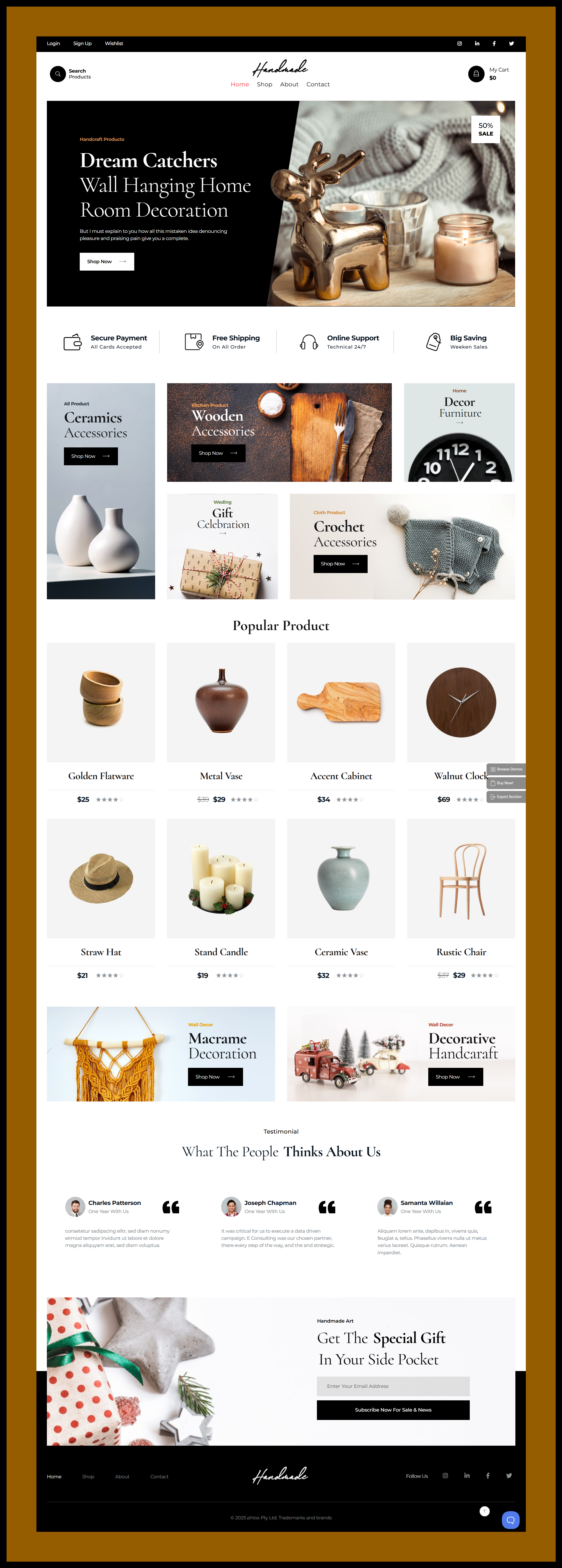 Handmade Craft Store – E-commerce Website craft e commerce decorative handcraft gift shop home decor shop