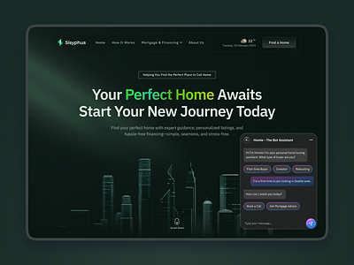 Homebuying Website - Virtual Bot Assistant chatbot dark theme website ui virtual assistant website