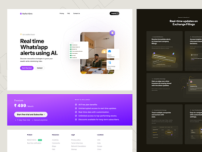 Market Alertz Website app branding dashboard design files finance illustration investment ios landing page logo market alertz minimal pricing project tijori trading ui web zerodha