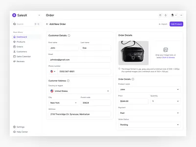 Add New order dashboard screen add new order add product dashboard system new product order management product design product upload screen ui web website