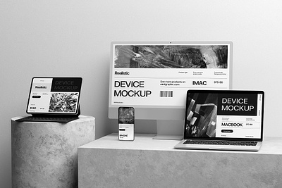 Material Scene of Device Mockups device free template imac ipad iphone macbook ui ux