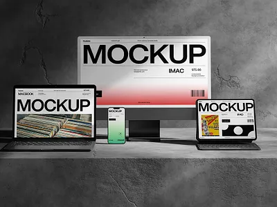 Super Dark Device Mockups device free template imac ipad iphone macbook ui uiux