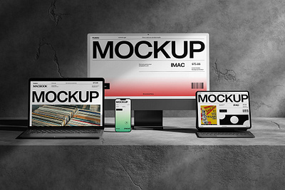Super Dark Device Mockups device free template imac ipad iphone macbook ui uiux
