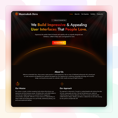 Mantraksh Devs Page cleandesign darkmode darktheme design itcompany landingpage logo manreakshdevs template ui uiuxdesign ux webdesign webdevelopment website