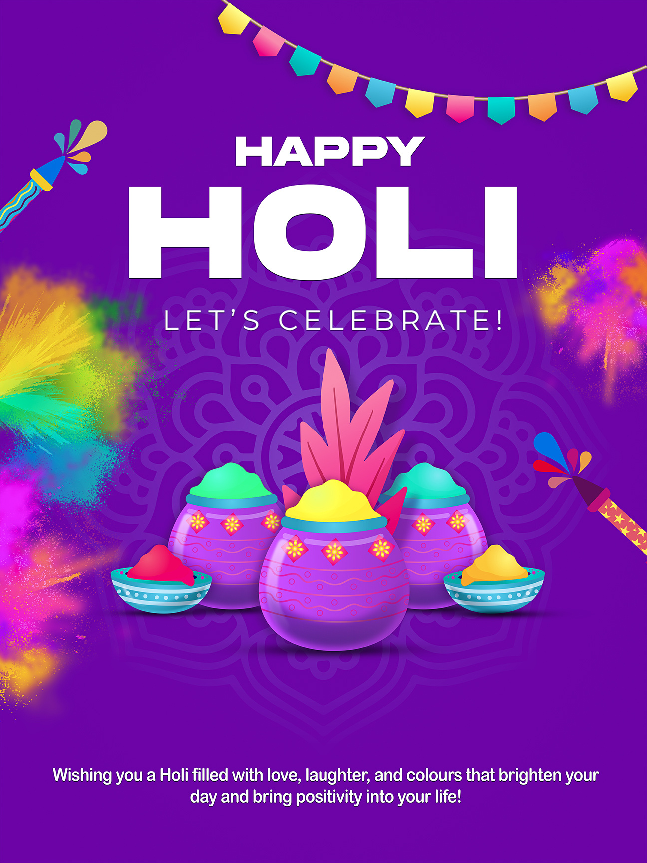 Happy Holi Social Media Poster Design 3d animation branding graphic design happy hoi motion graphics social media poster design